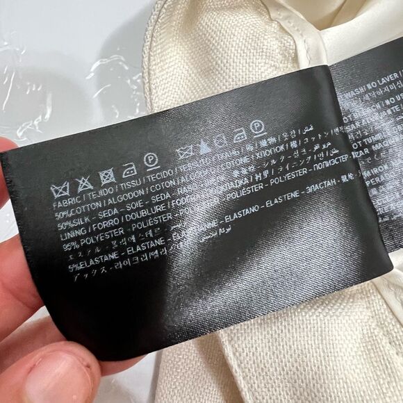 Suitstudio Cotton-Silk Mid-Rise Sz 8 Medium New w Tags Off-White Straight-Leg Tr - Picture 14 of 14